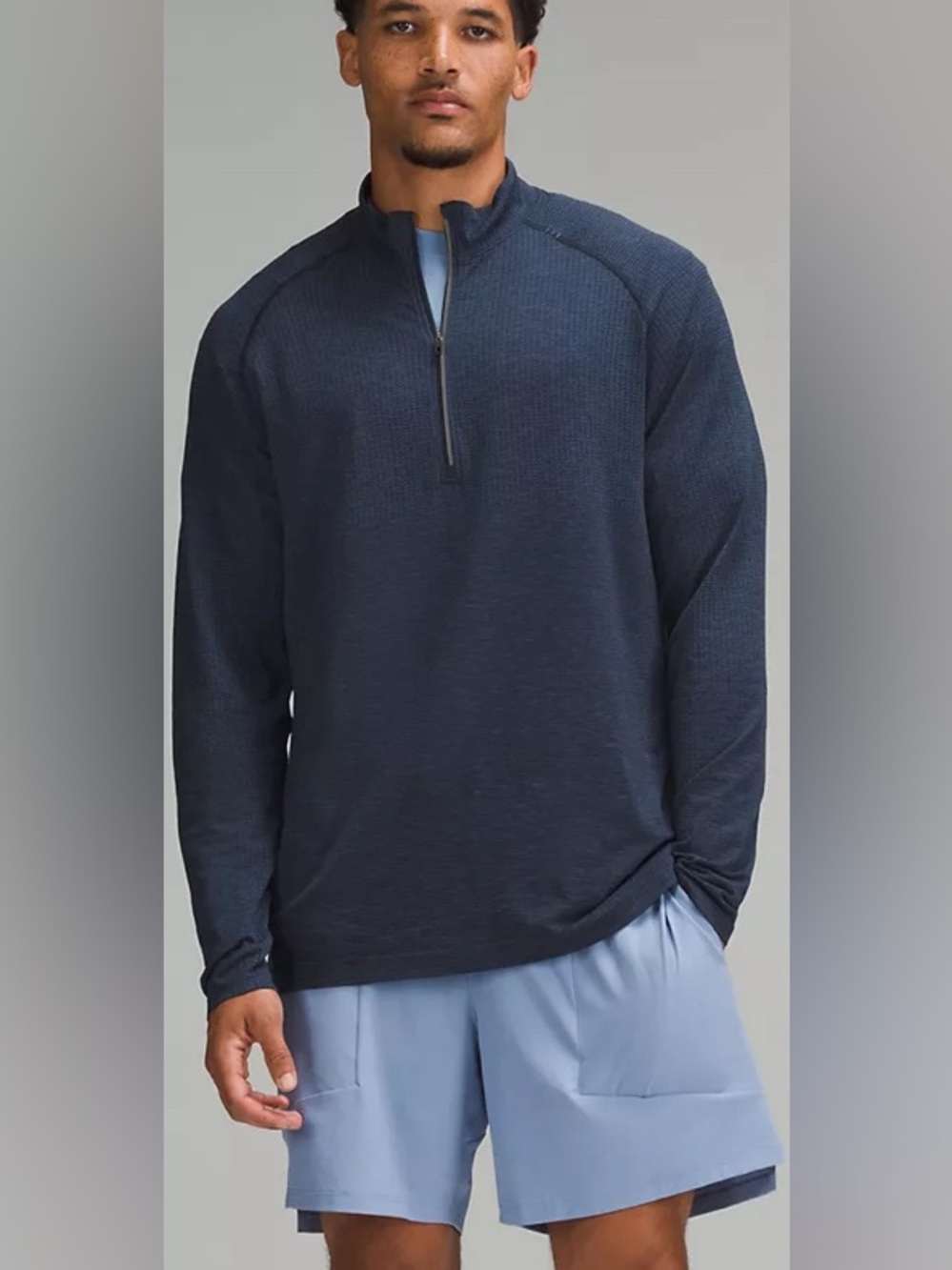 lululemon Men's Metal Vent Quarter-Zip Pullover In Mineral Blue Size Large